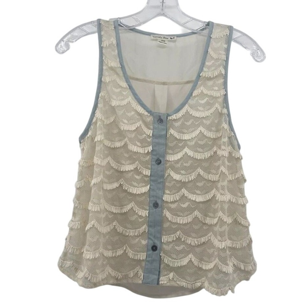 DOUBLE ZERO Sheer Fringe Top Women's Small/ Medium Western Boho Mermaid